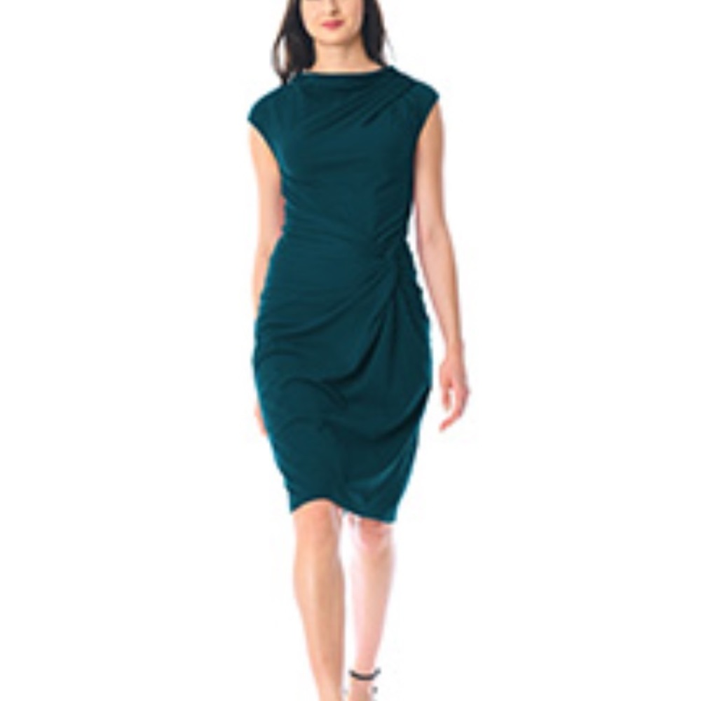 Knot waist Cotton sheath dress Teal size 18